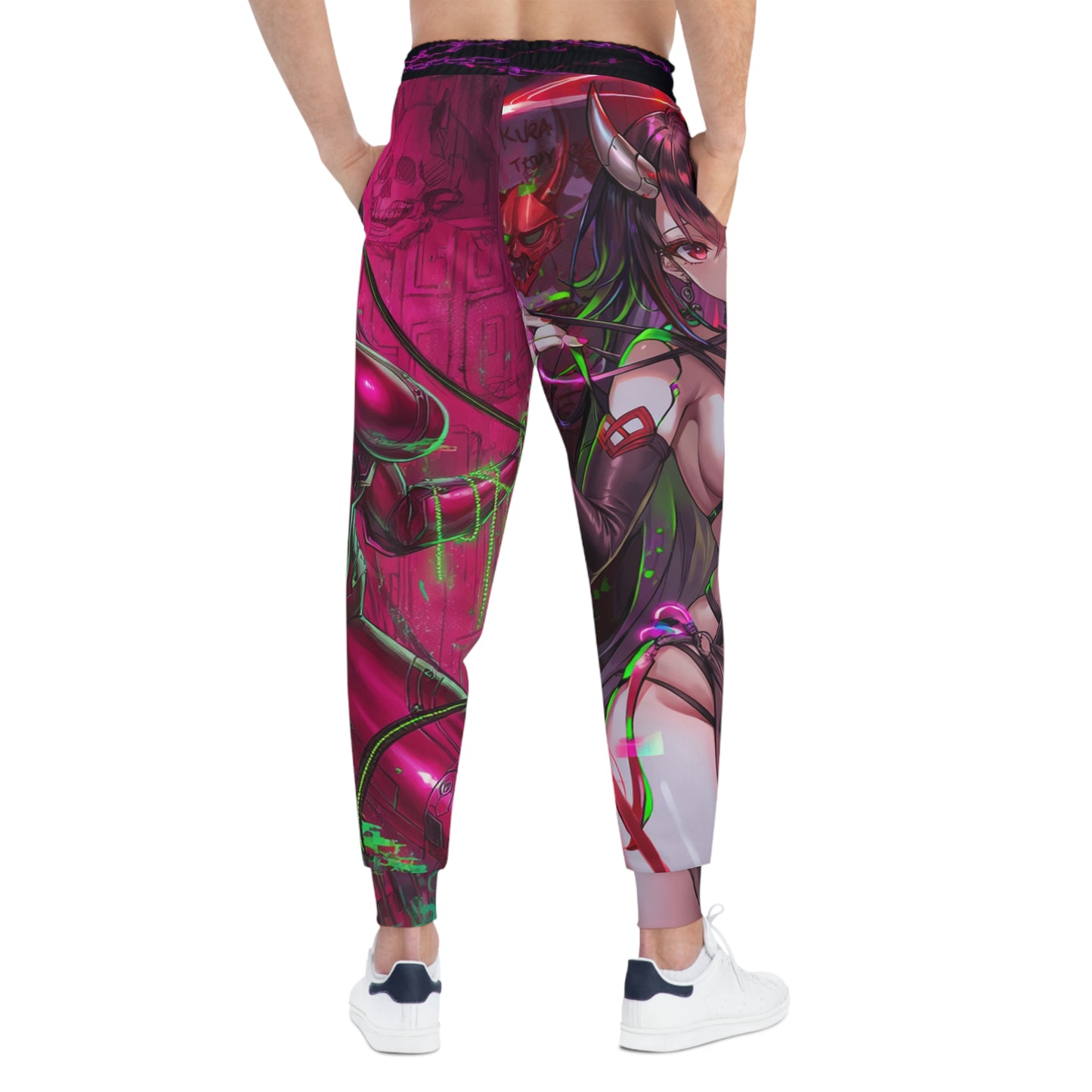 Cyber Oni Techno-Hell Joggers - Anime Streetwear QR Lore Drop