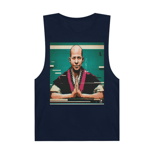 Glitchcore Monk Anime Tank Top - Pixel Distortion Streetwear - QR Lore Collectible