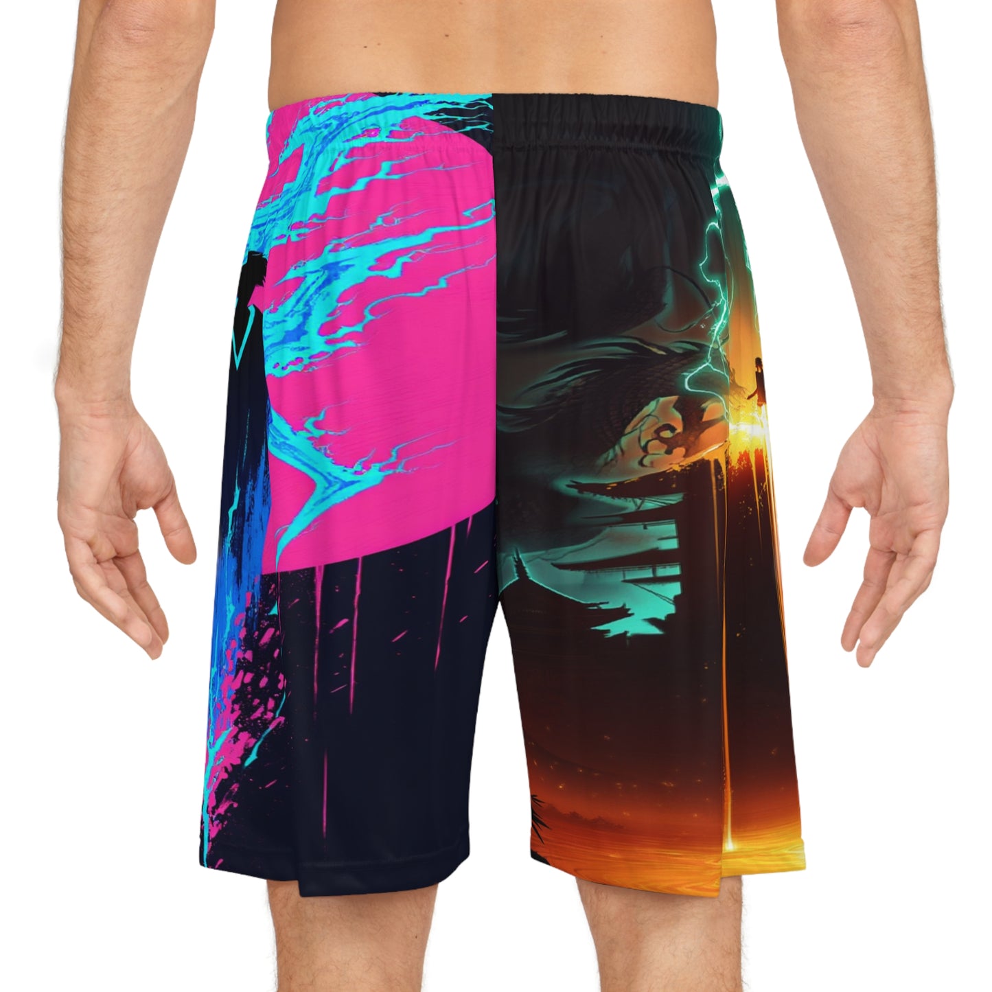 Neon Storm – Court of Gods Basketball Shorts | Anime x Streetwear Edition