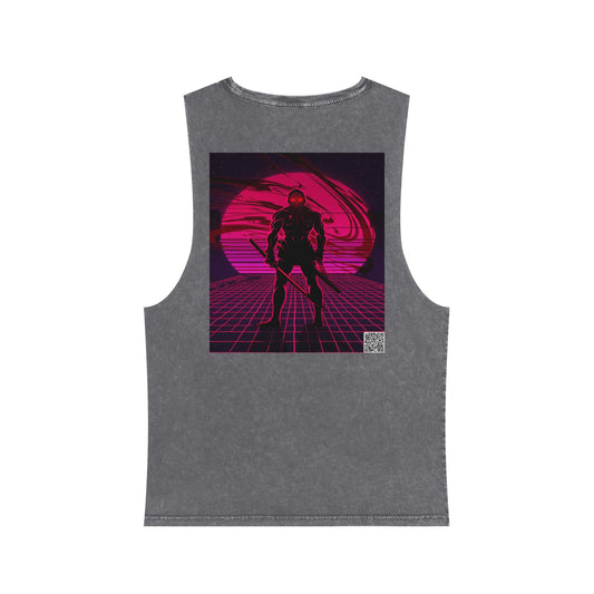 Crimson Noise Samurai Tank - Cyberpunk Streetwear - QR Lore Collectible