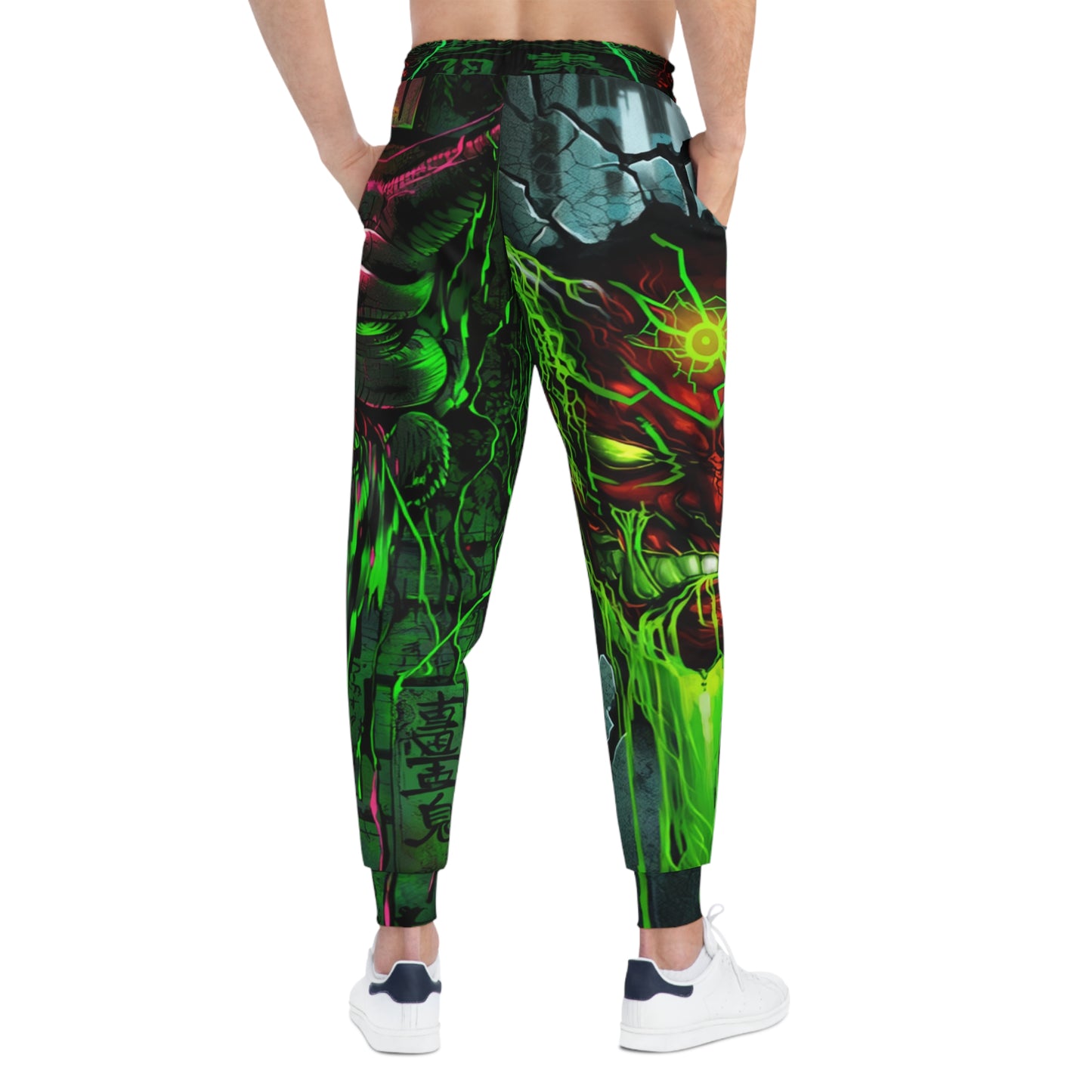 Neo-Tokyo Oni Graffiti Joggers - Anime Streetwear QR Lore Drop