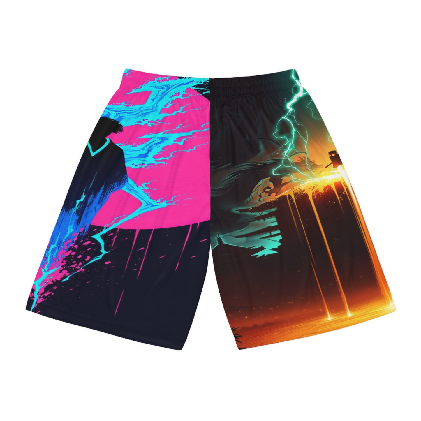 Neon Storm – Court of Gods Basketball Shorts | Anime x Streetwear Edition