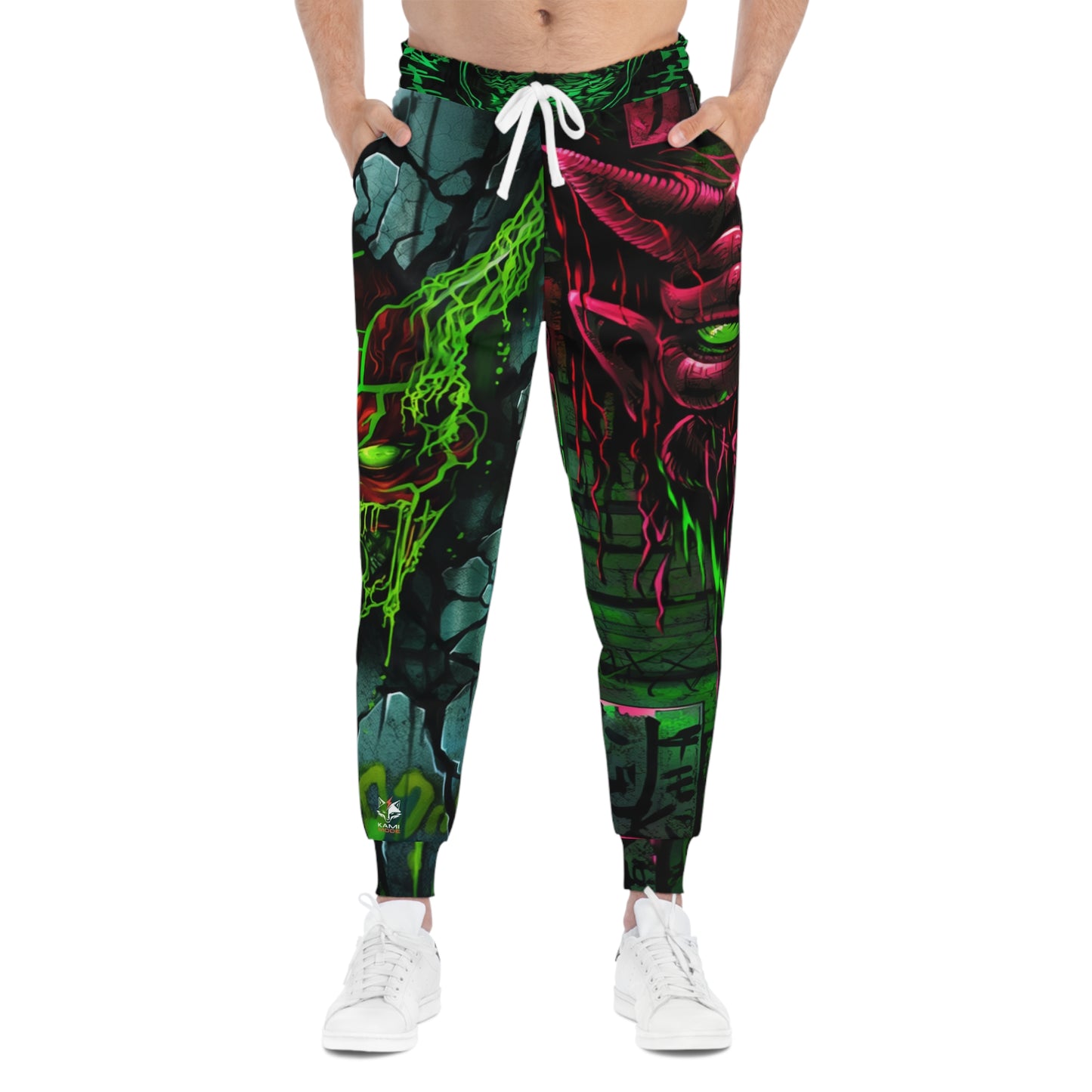 Neo-Tokyo Oni Graffiti Joggers - Anime Streetwear QR Lore Drop