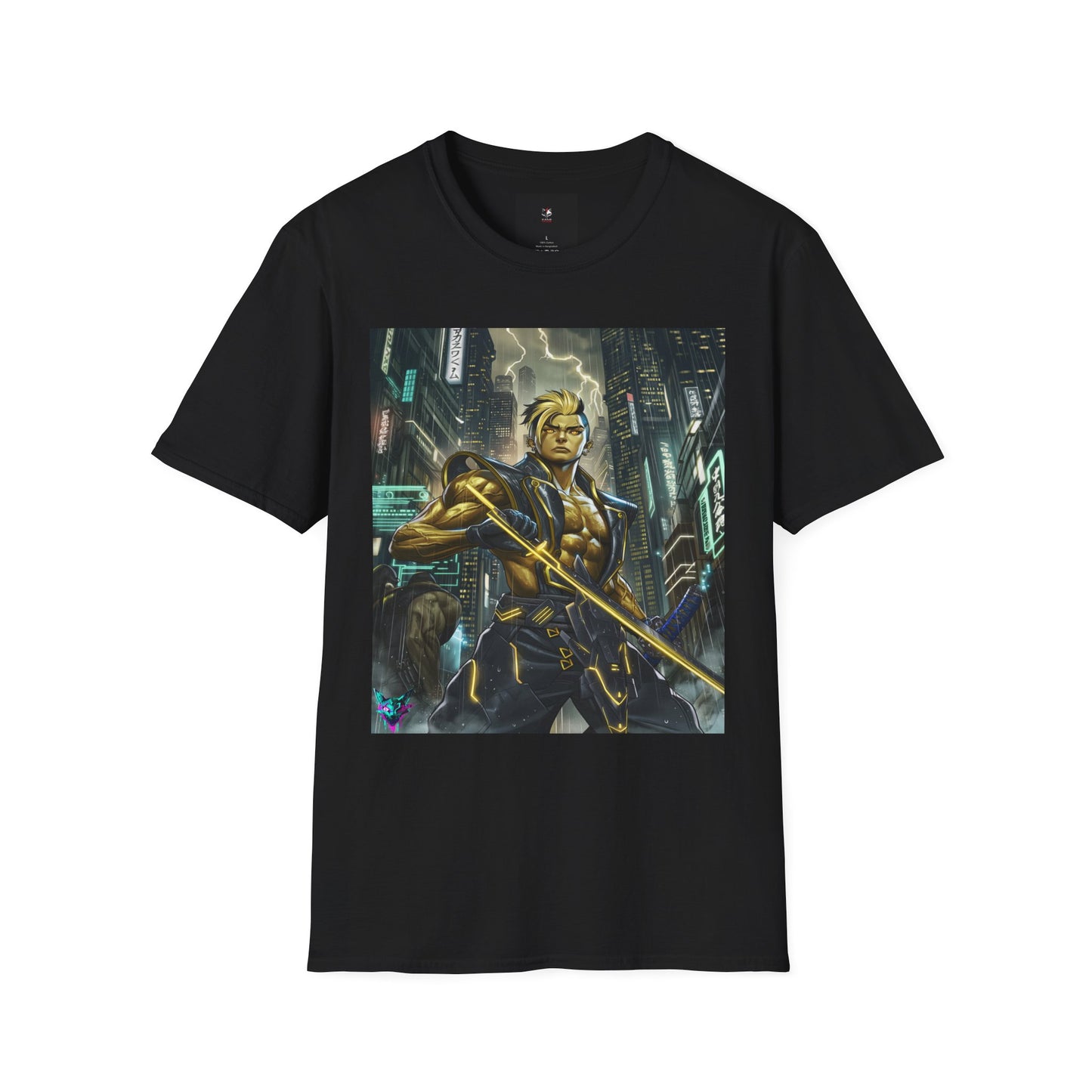 Neo-Tokyo Cyber Samurai T-Shirt - Void Fracture S1 Ep.2 - Anime Cyberpunk QR Tee