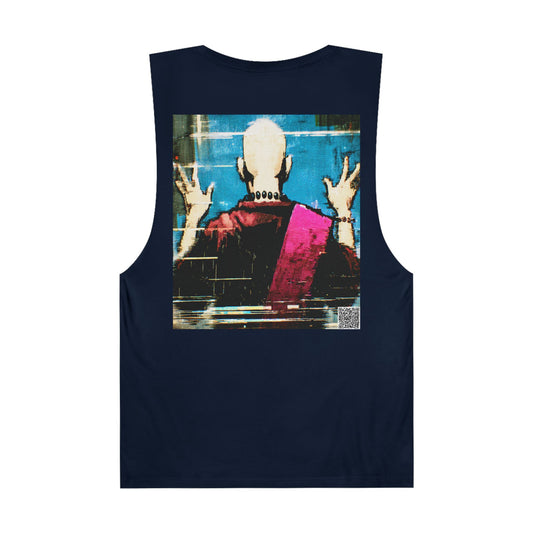 Glitchcore Monk Anime Tank Top - Pixel Distortion Streetwear - QR Lore Collectible