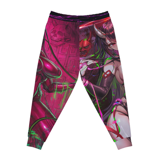 Cyber Oni Techno-Hell Joggers - Anime Streetwear QR Lore Drop