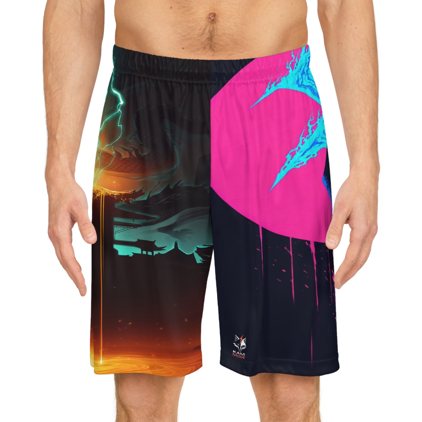 Neon Storm – Court of Gods Basketball Shorts | Anime x Streetwear Edition