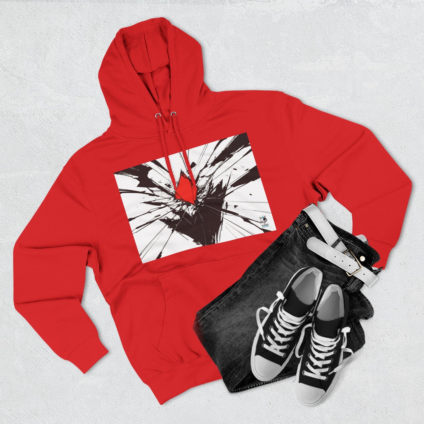 Crimson Fracture Hoodie — Minimal Constructs Edition (Red)