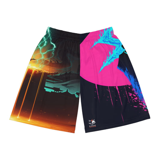 Neon Storm – Court of Gods Basketball Shorts | Anime x Streetwear Edition