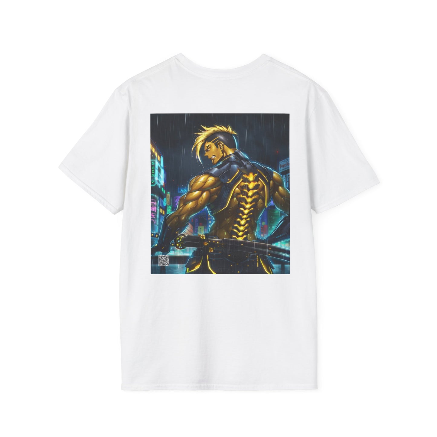 Neo-Tokyo Cyber Samurai T-Shirt - Void Fracture S1 Ep.1 - Anime Cyberpunk QR Tee