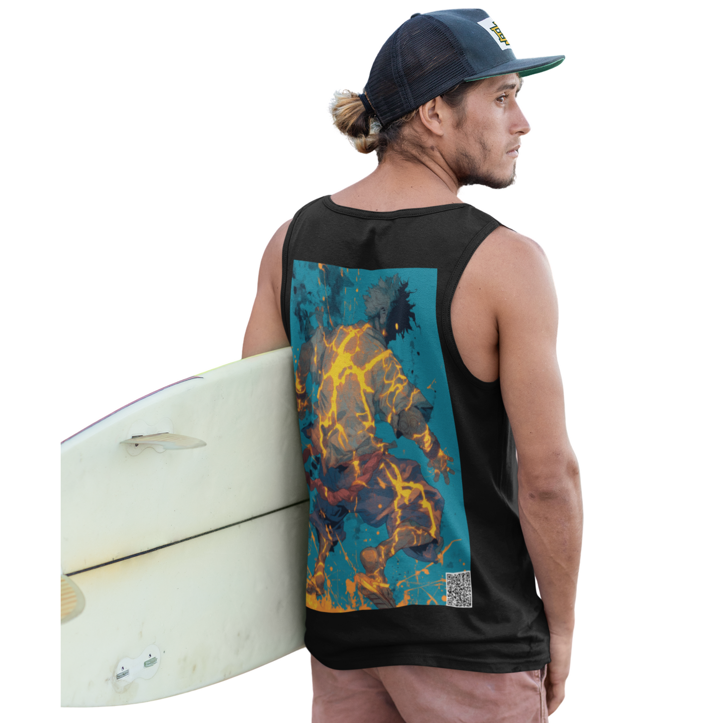 Raijin Kintaro Anime Tank Top - Graffiti × Sumi-E Streetwear - QR Lore Collectible