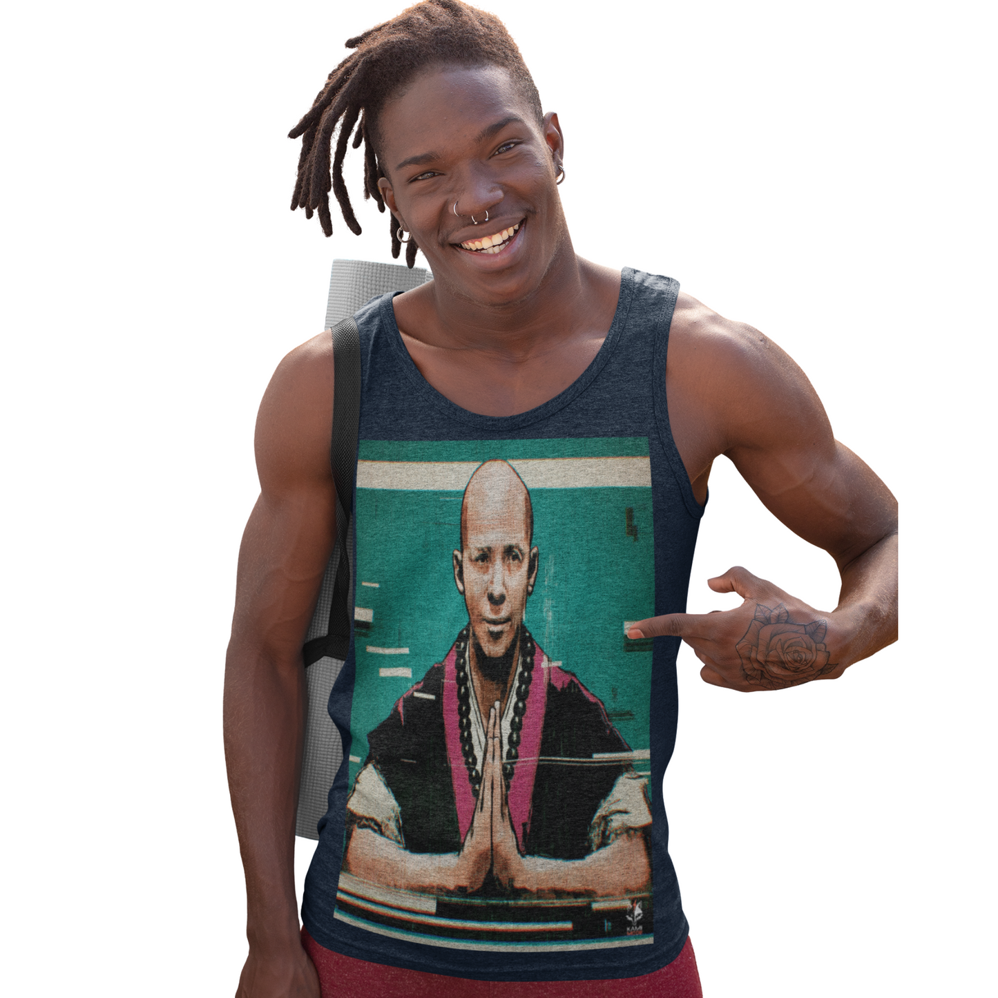 Glitchcore Monk Anime Tank Top - Pixel Distortion Streetwear - QR Lore Collectible