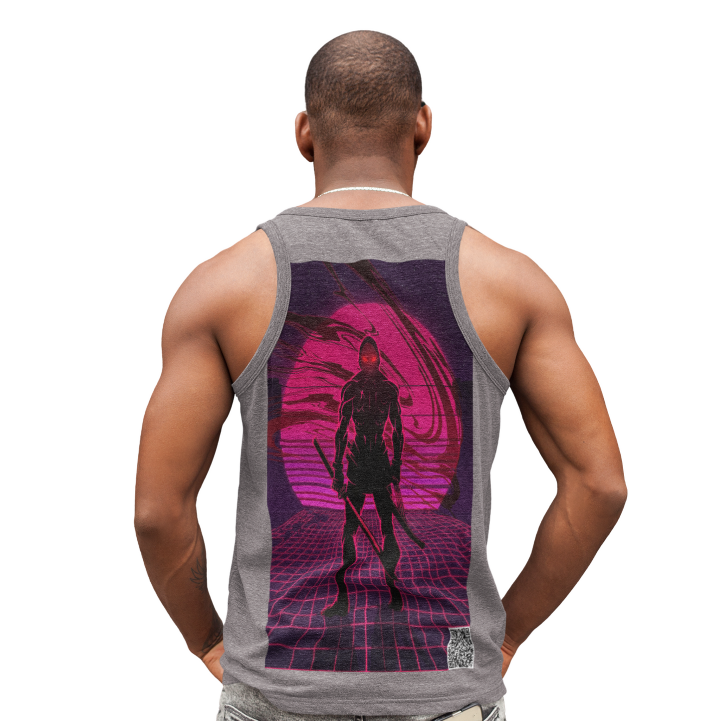 Crimson Noise Samurai Tank - Cyberpunk Streetwear - QR Lore Collectible