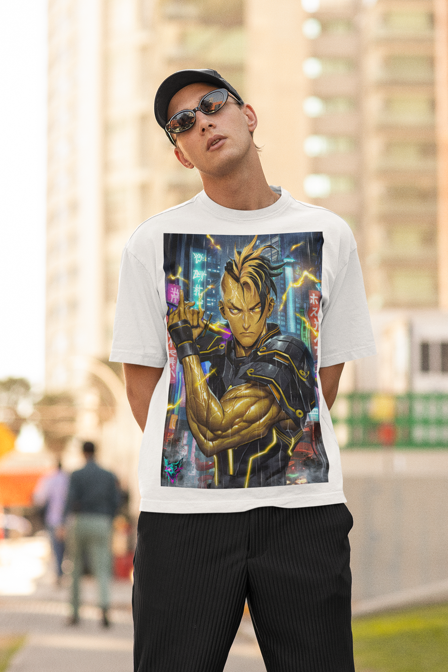 Neo-Tokyo Cyber Samurai T-Shirt - Void Fracture S1 Ep.1 - Anime Cyberpunk QR Tee